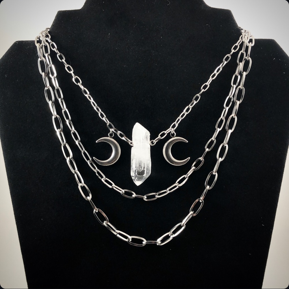 HP Crystal Moon Layered Steel Choker 🌙✨